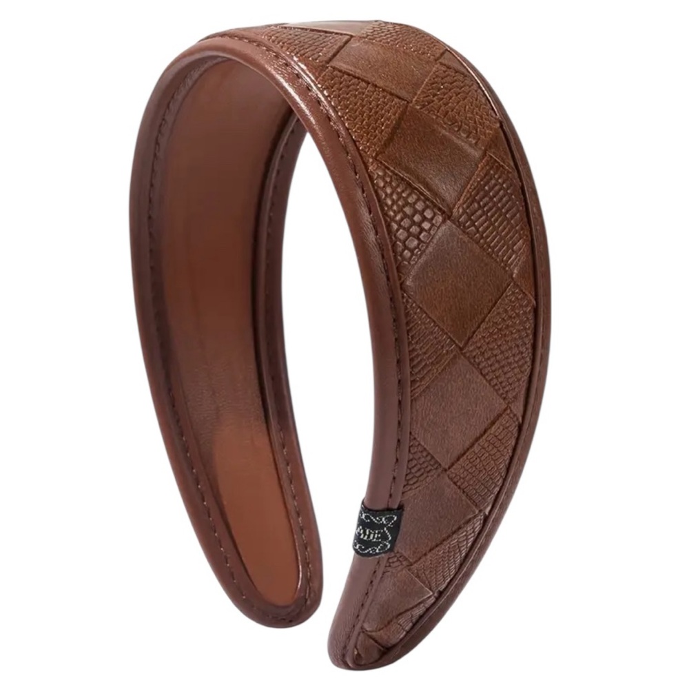 Brown Vegan Leather Textured Headband